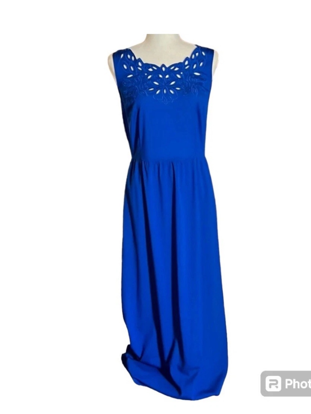 Gianni Bini Blue Laser Cut Sleeveless Long Maxi Dress Size XS